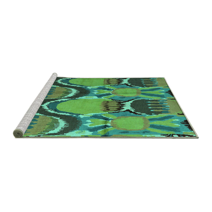 Sideview of Machine Washable Abstract Turquoise Modern Area Rugs, wshabs4555turq