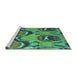 Sideview of Machine Washable Abstract Turquoise Modern Area Rugs, wshabs4555turq