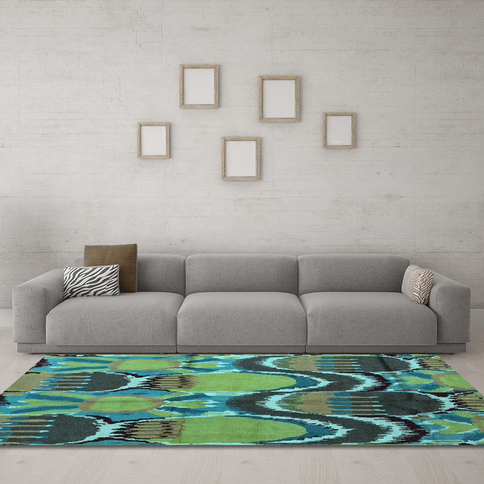 Machine Washable Abstract Light Blue Modern Rug in a Living Room, wshabs4555lblu