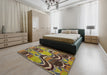 Abstract Copper Green Modern Rug in a Bedroom, abs4555