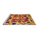 Sideview of Machine Washable Abstract Red Rug, wshabs4556