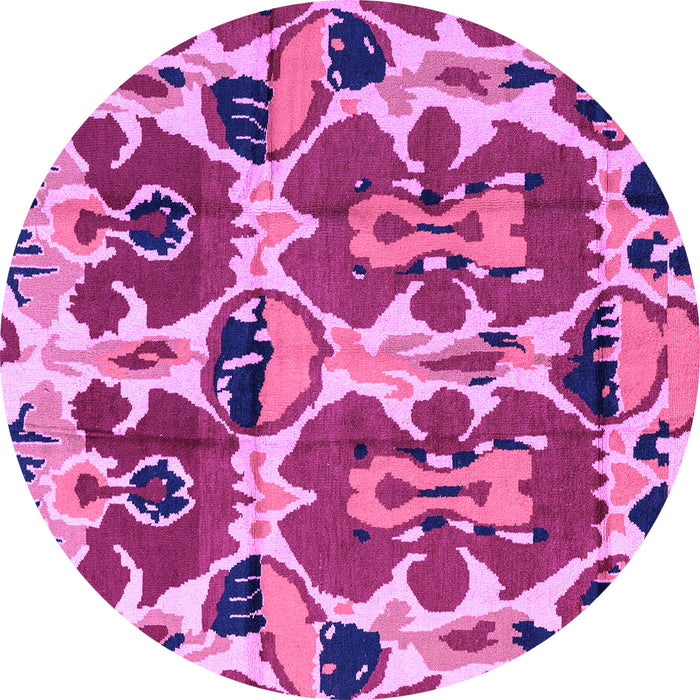 Round Machine Washable Abstract Purple Modern Area Rugs, wshabs4556pur