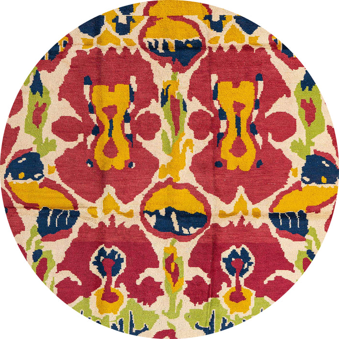 Round Machine Washable Abstract Red Rug, wshabs4556