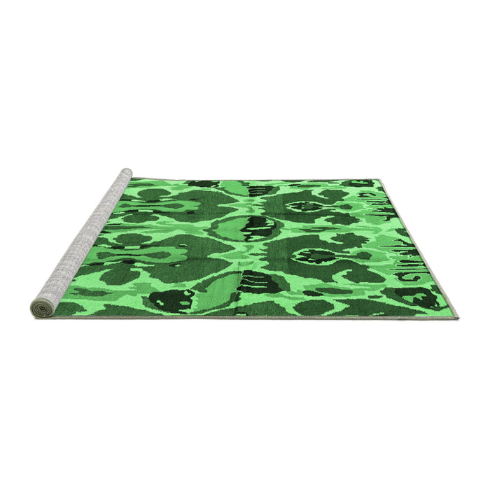 Sideview of Machine Washable Abstract Emerald Green Modern Area Rugs, wshabs4556emgrn