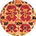 Round Abstract Orange Modern Rug, abs4556org