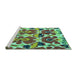 Sideview of Machine Washable Abstract Turquoise Modern Area Rugs, wshabs4556turq