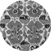 Round Machine Washable Abstract Gray Modern Rug, wshabs4556gry