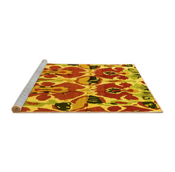 Sideview of Machine Washable Abstract Yellow Modern Rug, wshabs4556yw