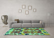 Machine Washable Abstract Turquoise Modern Area Rugs in a Living Room,, wshabs4556turq