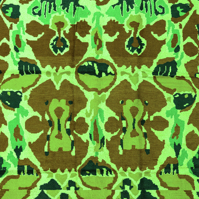 Square Machine Washable Abstract Green Modern Area Rugs, wshabs4556grn