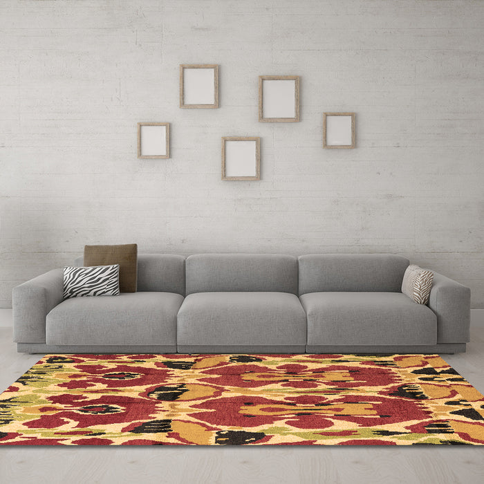 Machine Washable Abstract Brown Modern Rug in a Living Room,, wshabs4556brn