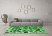 Machine Washable Abstract Emerald Green Modern Area Rugs in a Living Room,, wshabs4556emgrn