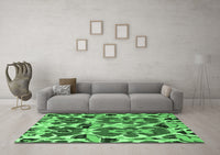 Machine Washable Abstract Emerald Green Modern Rug, wshabs4556emgrn