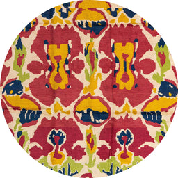 Round Abstract Red Modern Rug, abs4556