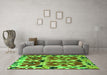 Machine Washable Abstract Green Modern Area Rugs in a Living Room,, wshabs4556grn