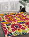 Machine Washable Abstract Red Rug in a Family Room, wshabs4556