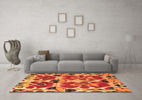 Machine Washable Abstract Orange Modern Rug, wshabs4556org