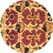 Round Abstract Brown Modern Rug, abs4556brn