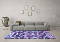 Machine Washable Abstract Blue Modern Rug, wshabs4556blu