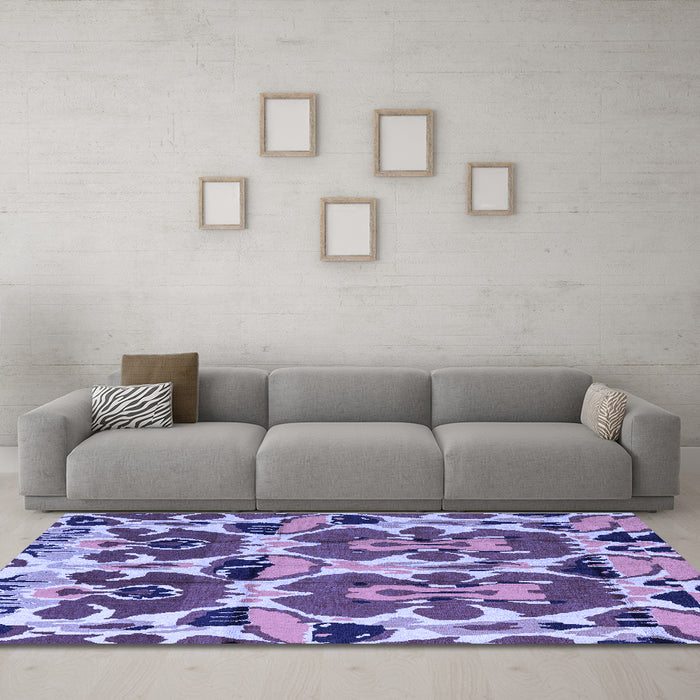 Machine Washable Abstract Blue Modern Rug in a Living Room, wshabs4556blu