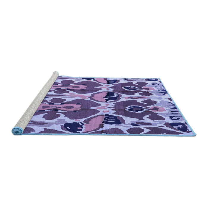 Sideview of Machine Washable Abstract Blue Modern Rug, wshabs4556blu