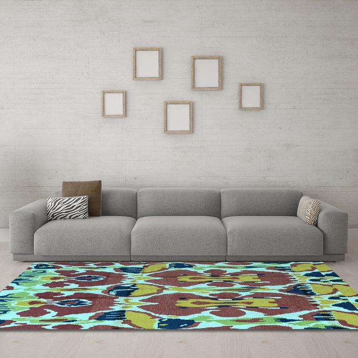 Machine Washable Abstract Light Blue Modern Rug in a Living Room, wshabs4556lblu