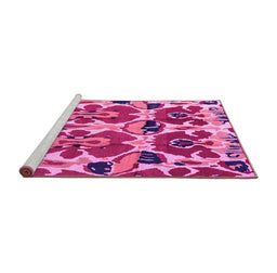Sideview of Machine Washable Abstract Pink Modern Rug, wshabs4556pnk