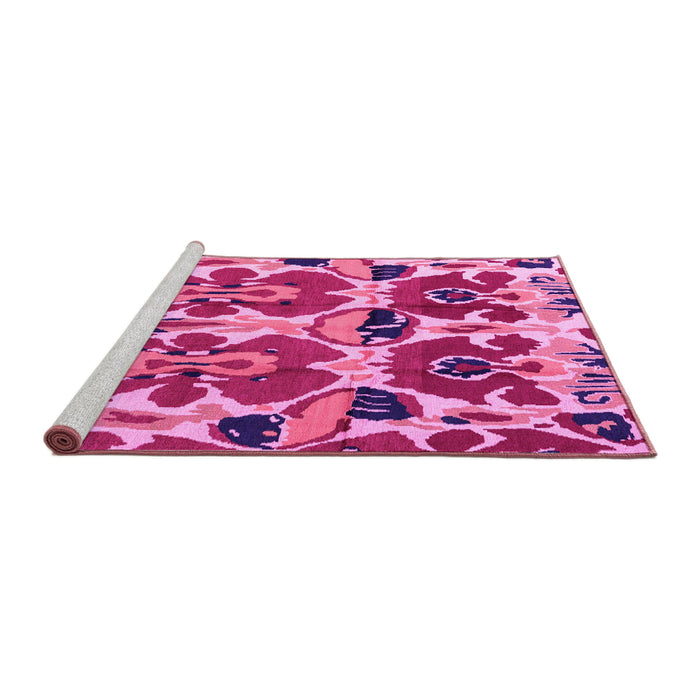 Sideview of Machine Washable Abstract Pink Modern Rug, wshabs4556pnk