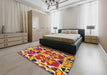 Abstract Red Modern Rug in a Bedroom, abs4556