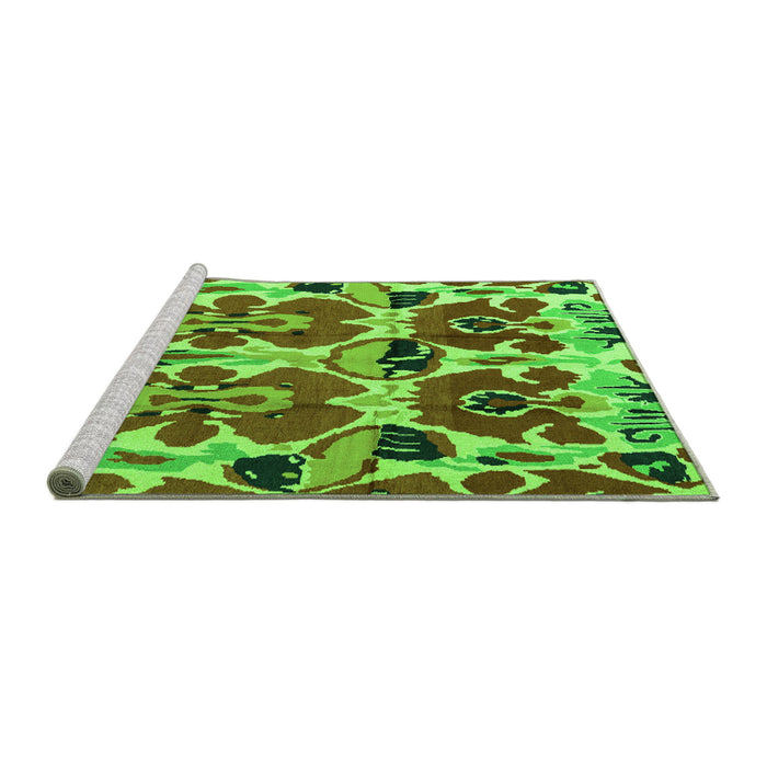 Sideview of Machine Washable Abstract Green Modern Area Rugs, wshabs4556grn