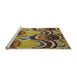 Sideview of Machine Washable Abstract Metallic Gold Rug, wshabs4557