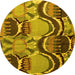 Round Abstract Yellow Modern Rug, abs4557yw