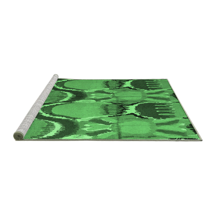 Sideview of Machine Washable Abstract Emerald Green Modern Area Rugs, wshabs4557emgrn