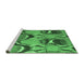 Sideview of Machine Washable Abstract Emerald Green Modern Area Rugs, wshabs4557emgrn