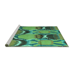 Sideview of Machine Washable Abstract Turquoise Modern Area Rugs, wshabs4557turq