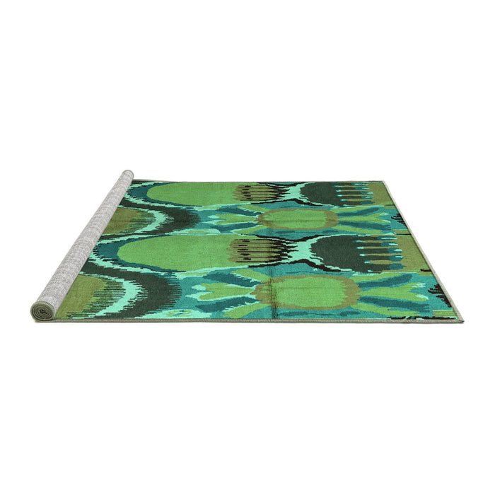 Sideview of Machine Washable Abstract Turquoise Modern Area Rugs, wshabs4557turq
