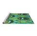 Sideview of Machine Washable Abstract Turquoise Modern Area Rugs, wshabs4557turq