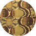 Round Machine Washable Abstract Brown Modern Rug, wshabs4557brn