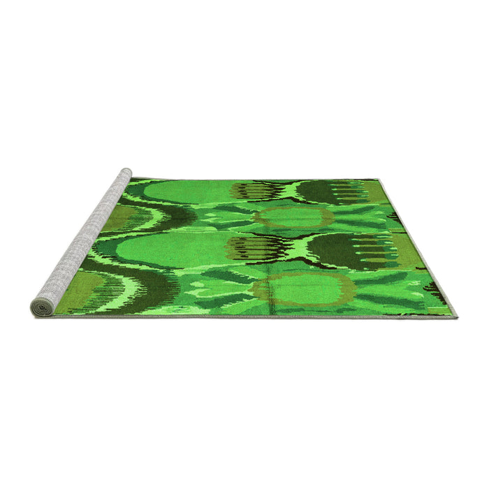 Sideview of Machine Washable Abstract Green Modern Area Rugs, wshabs4557grn