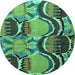 Round Abstract Turquoise Modern Rug, abs4557turq