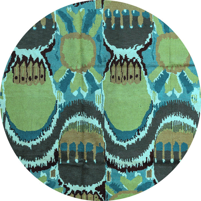 Round Machine Washable Abstract Light Blue Modern Rug, wshabs4557lblu