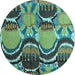 Round Machine Washable Abstract Light Blue Modern Rug, wshabs4557lblu