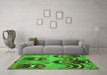 Machine Washable Abstract Green Modern Area Rugs in a Living Room,, wshabs4557grn