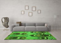 Machine Washable Abstract Green Modern Rug, wshabs4557grn