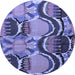 Round Abstract Blue Modern Rug, abs4557blu