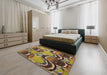 Machine Washable Abstract Metallic Gold Rug in a Bedroom, wshabs4557