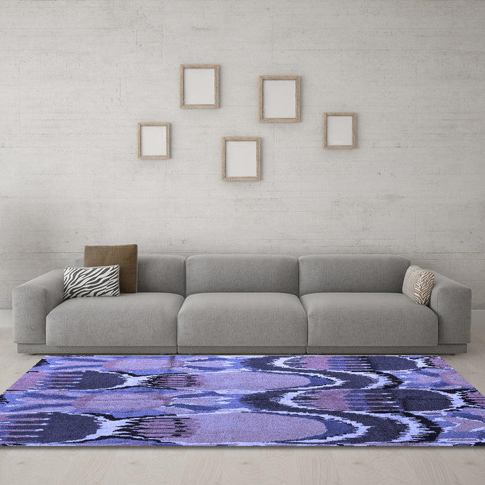 Machine Washable Abstract Blue Modern Rug in a Living Room, wshabs4557blu