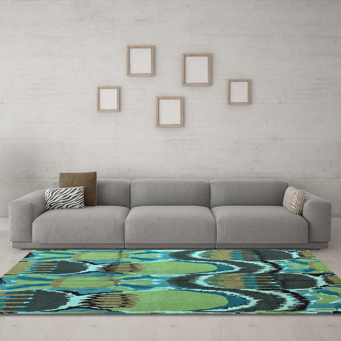 Machine Washable Abstract Light Blue Modern Rug in a Living Room, wshabs4557lblu
