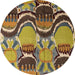 Round Abstract Metallic Gold Modern Rug, abs4557