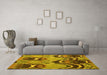 Machine Washable Abstract Yellow Modern Rug in a Living Room, wshabs4557yw